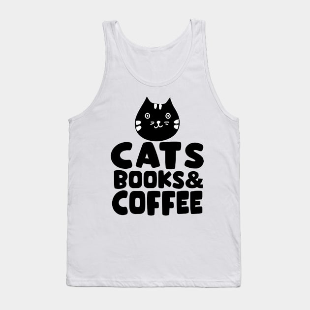 Cats Books & Coffee Tank Top by Carolina Cabreira